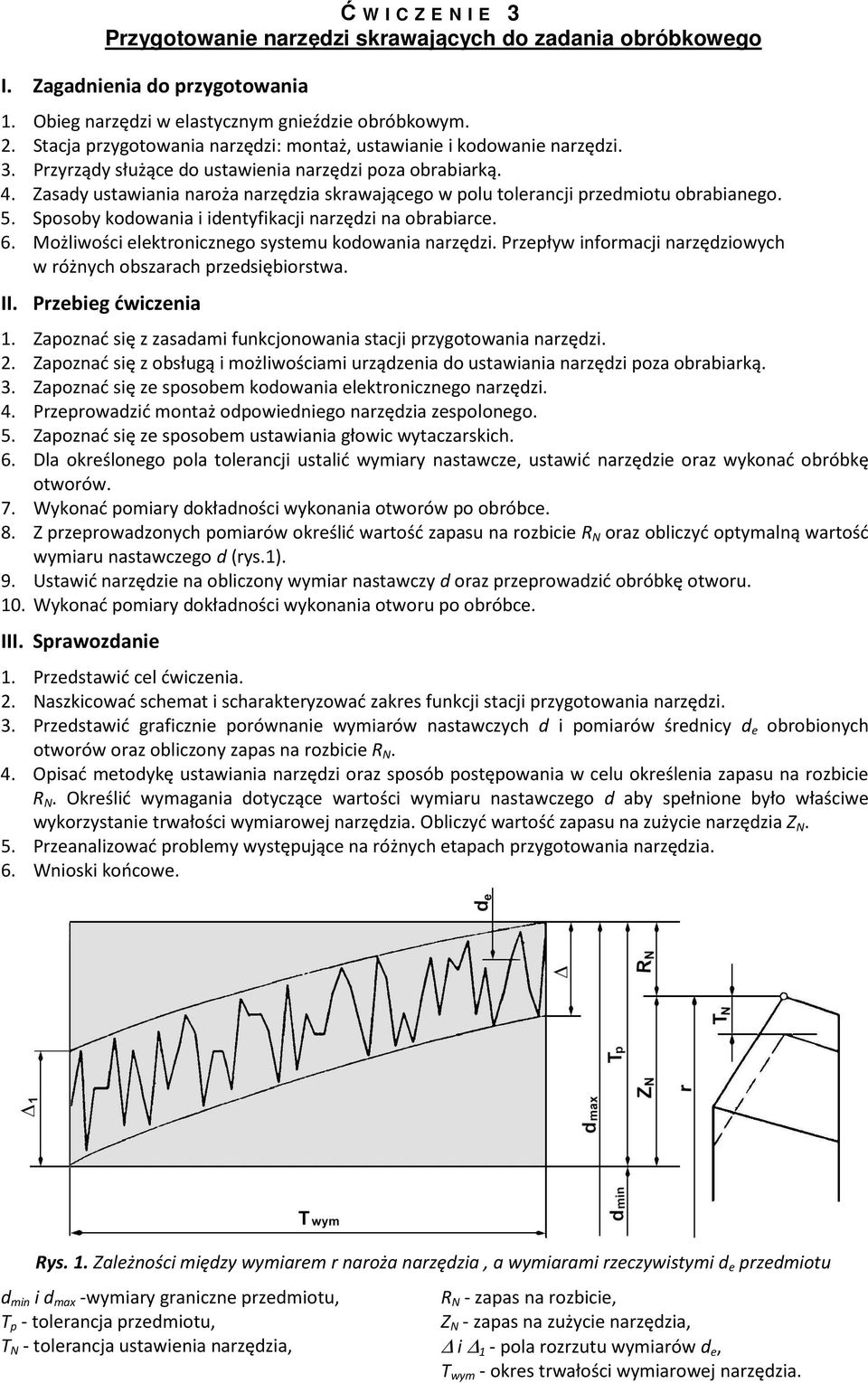 Zasady ustawiania naroża narzędzia skrawającego w polu tolerancji przedmiotu obrabianego. 5. Sposoby kodowania i identyfikacji narzędzi na obrabiarce. 6.