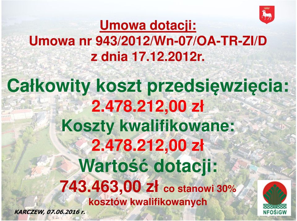 212,00 zł Koszty kwalifikowane: 2.478.
