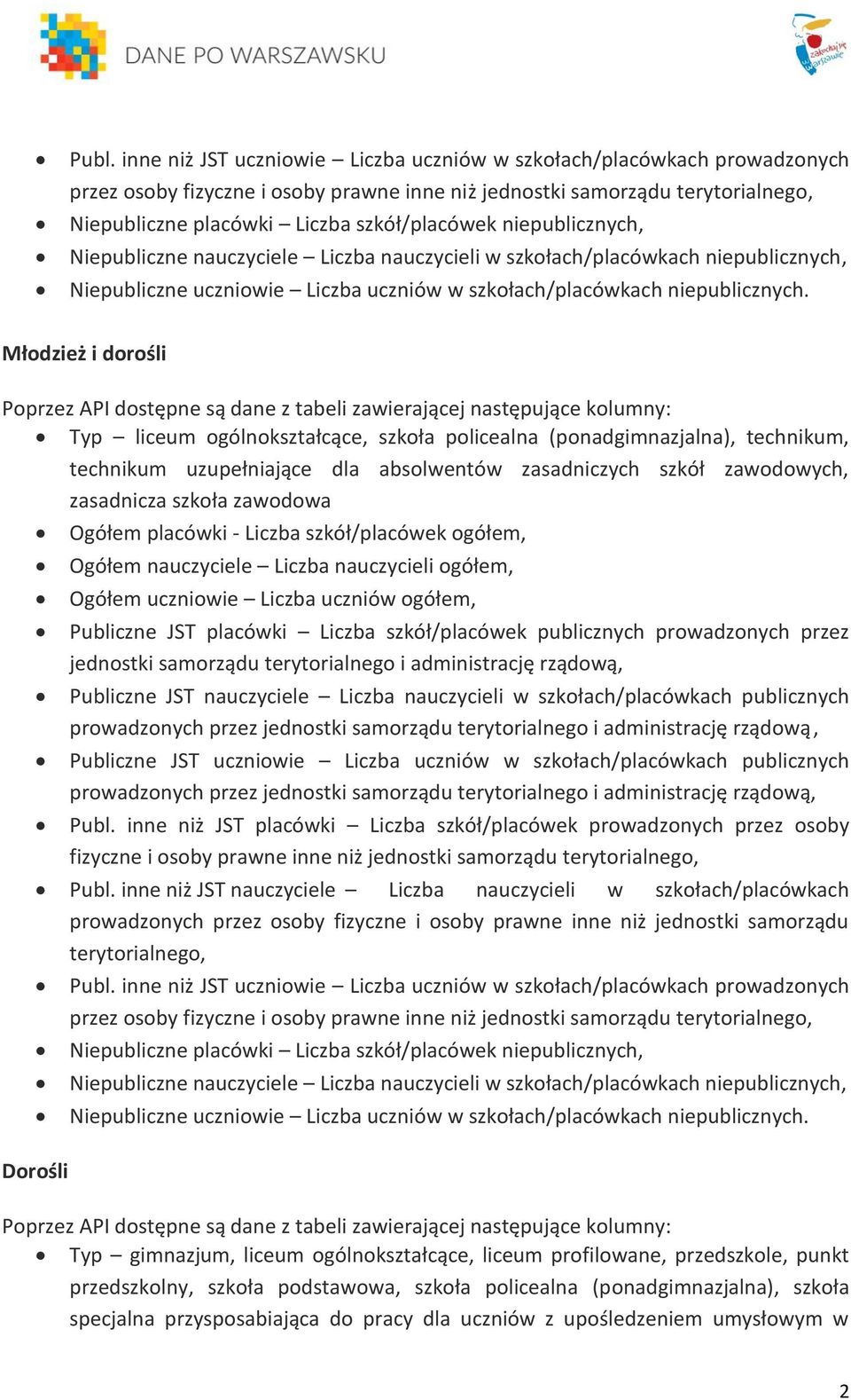 inne niż JST nauczyciele Liczba nauczycieli w szkołach/placówkach Dorośli przez osoby Typ gimnazjum, liceum ogólnokształcące, liceum