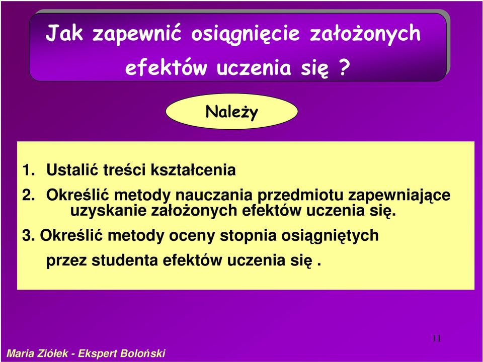 Określić metody nauczania przedmiotu zapewniające uzyskanie założonych