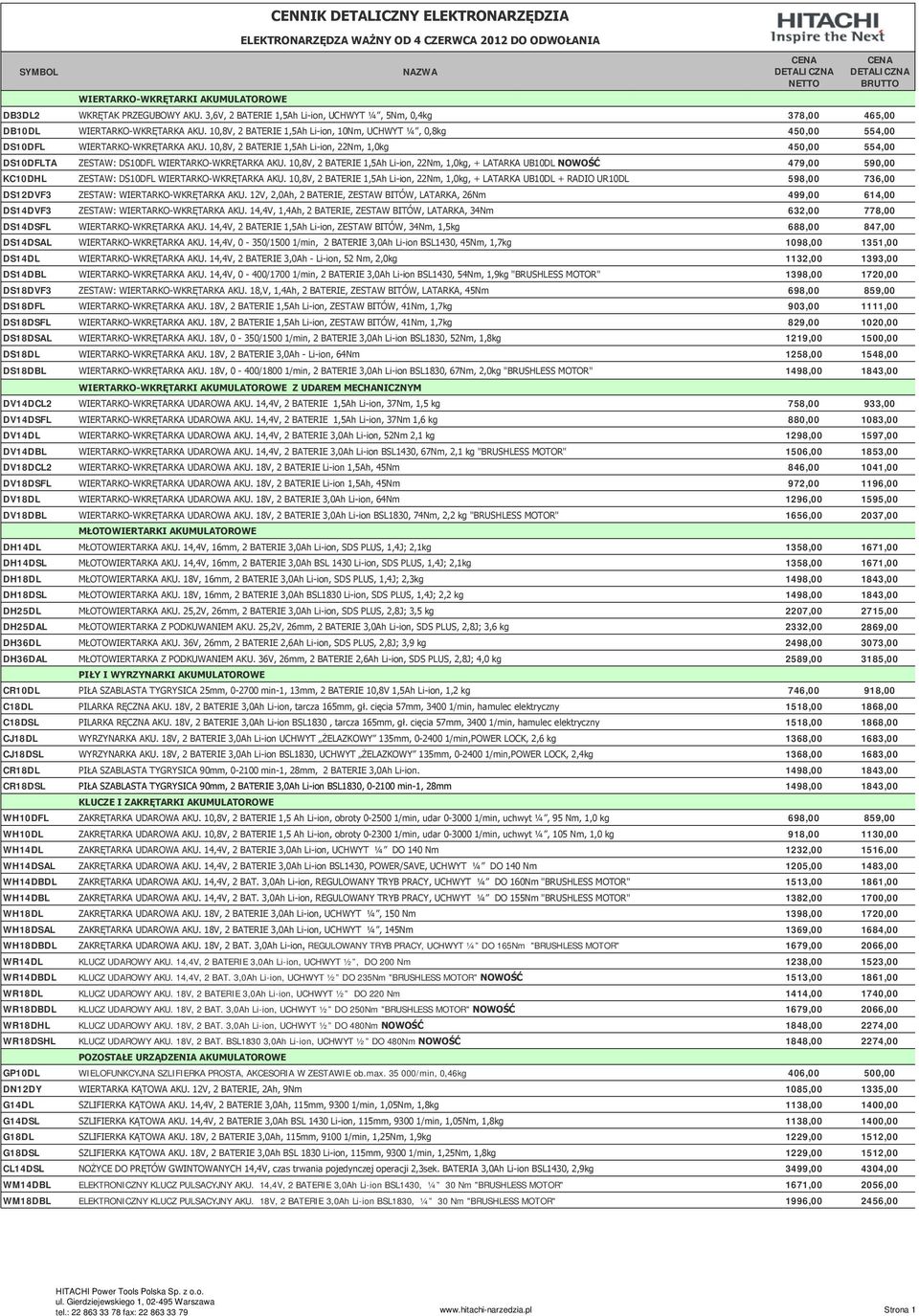 10,8V, 2 BATERIE 1,5Ah Li-ion, 10Nm, UCHWYT ¼, 0,8kg 450,00 554,00 DS10DFL WIERTARKO-WKRĘTARKA AKU.