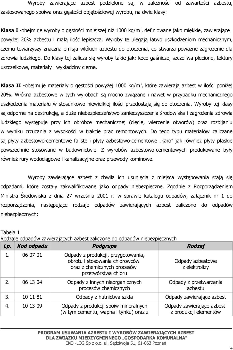 Wyroby te ulegają łatwo uszkodzeniom mechanicznym, czemu towarzyszy znaczna emisja włókien azbestu do otoczenia, co stwarza poważne zagrożenie dla zdrowia ludzkiego.