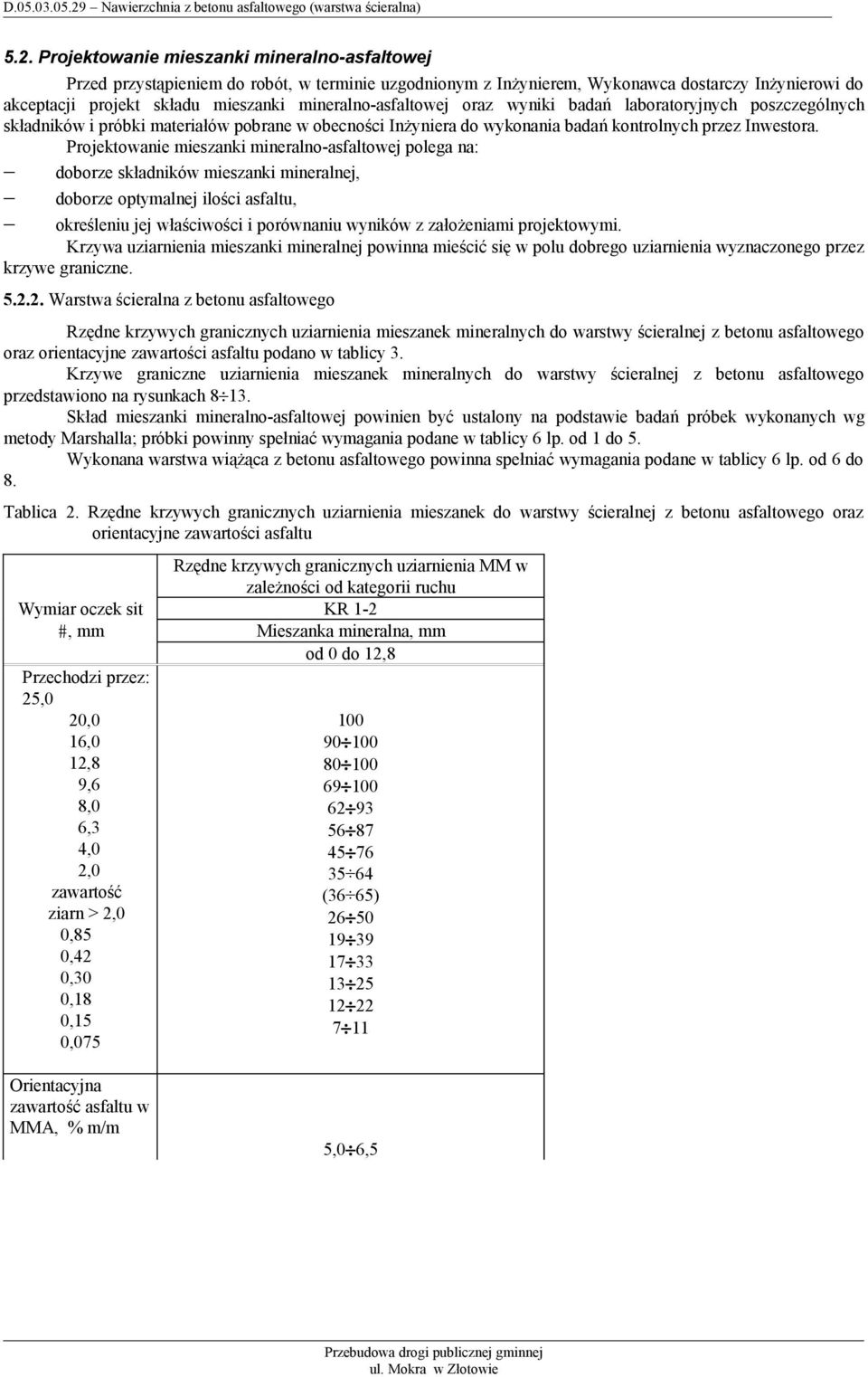 Projektowanie mieszanki mineralno-asfaltowej polega na: doborze składników mieszanki mineralnej, doborze optymalnej ilości asfaltu, określeniu jej właściwości i porównaniu wyników z założeniami