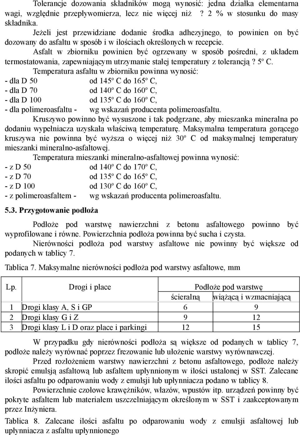 Asfalt w zbiorniku powinien być ogrzewany w sposób pośredni, z układem termostatowania, zapewniającym utrzymanie stałej temperatury z tolerancją? 5 o C.