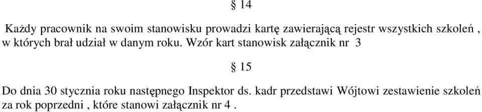 Wzór kart stanowisk załącznik nr 3 15 Do dnia 30 stycznia roku następnego