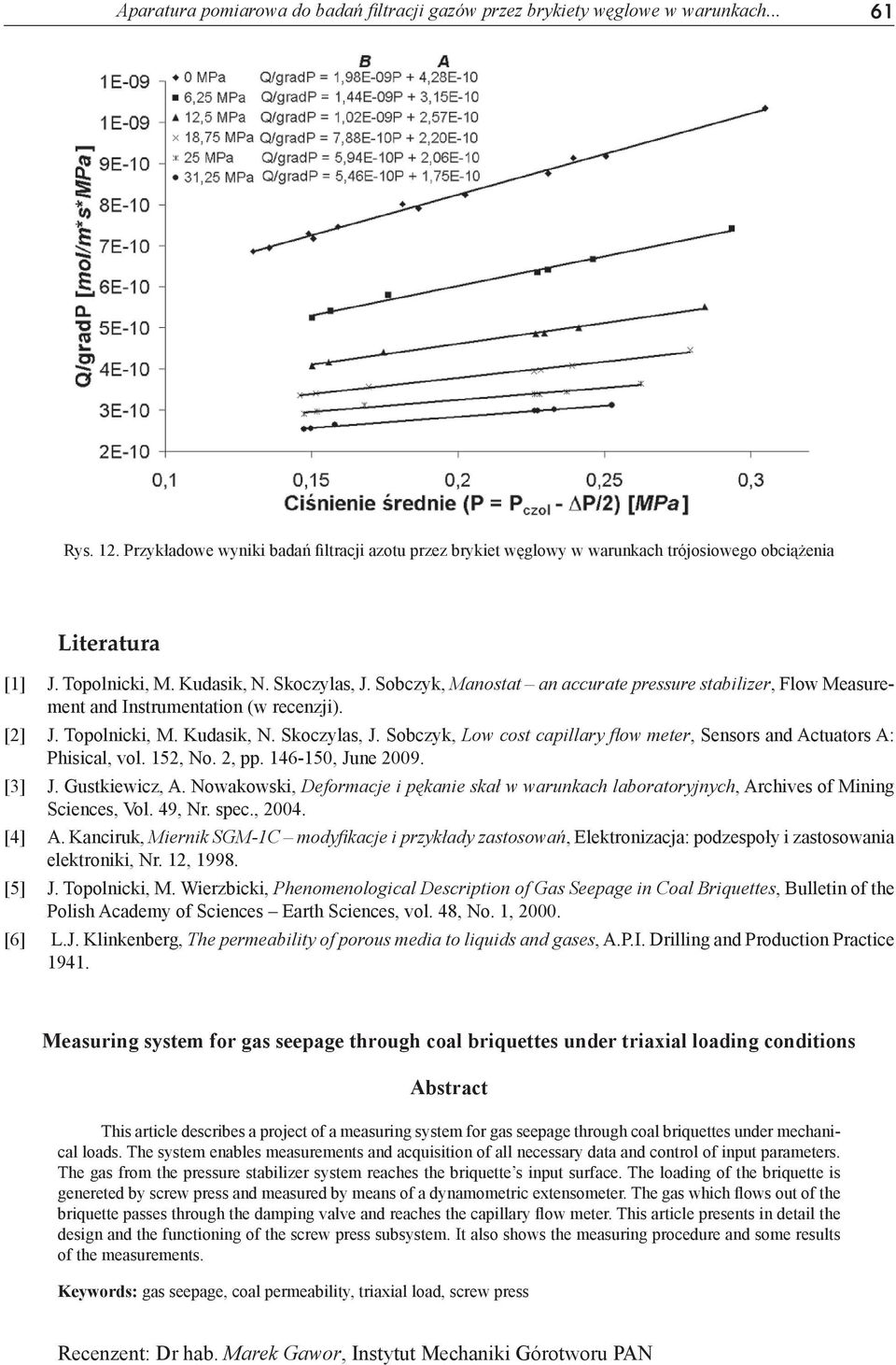 Sobczyk, Manostat an accurate pressure stabilizer, Flow Measurement and Instrumentation (w recenzji). [2] J. Topolnicki, M. Kudasik, N. Skoczylas, J.