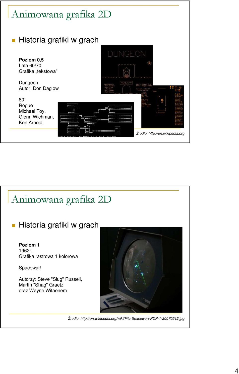 Grafika rastrowa 1 kolorowa Spacewar!