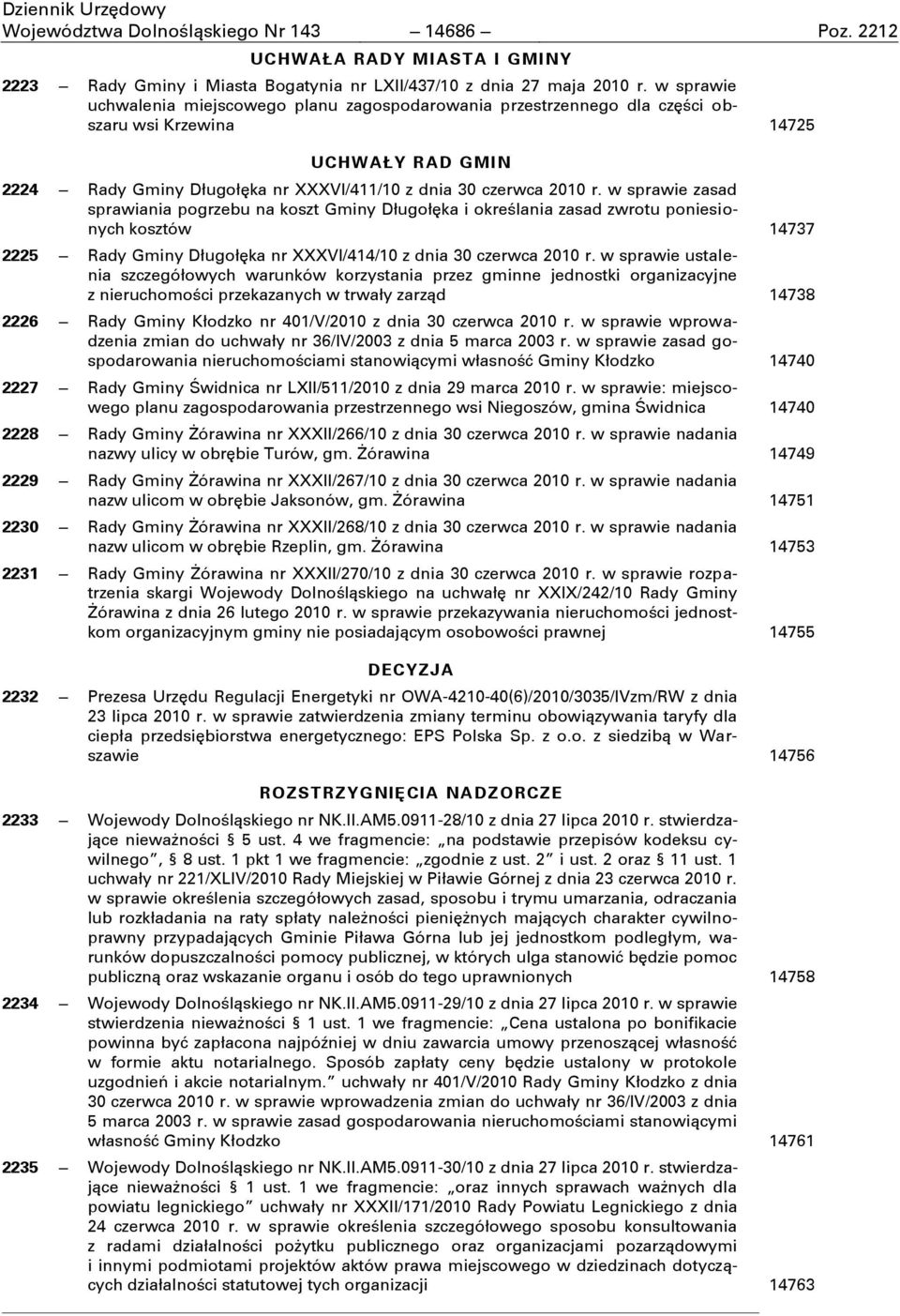 w sprawie zasad sprawiania pogrzebu na koszt Gminy Długołęka i określania zasad zwrotu poniesionych kosztów 14737 2225 Rady Gminy Długołęka nr XXXVI/414/10 z dnia 30 czerwca 2010 r.