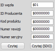 68 Przykładowa konfiguracja: 1. Urządzenie z numerem ID 01h w trybie przedoperacyjnym. 2. W polu Node ID wpisujemy 01. 3. Przełączamy urządzenie w tryb konfiguracji LSS : Tryb Globalny->Konfiguracja.