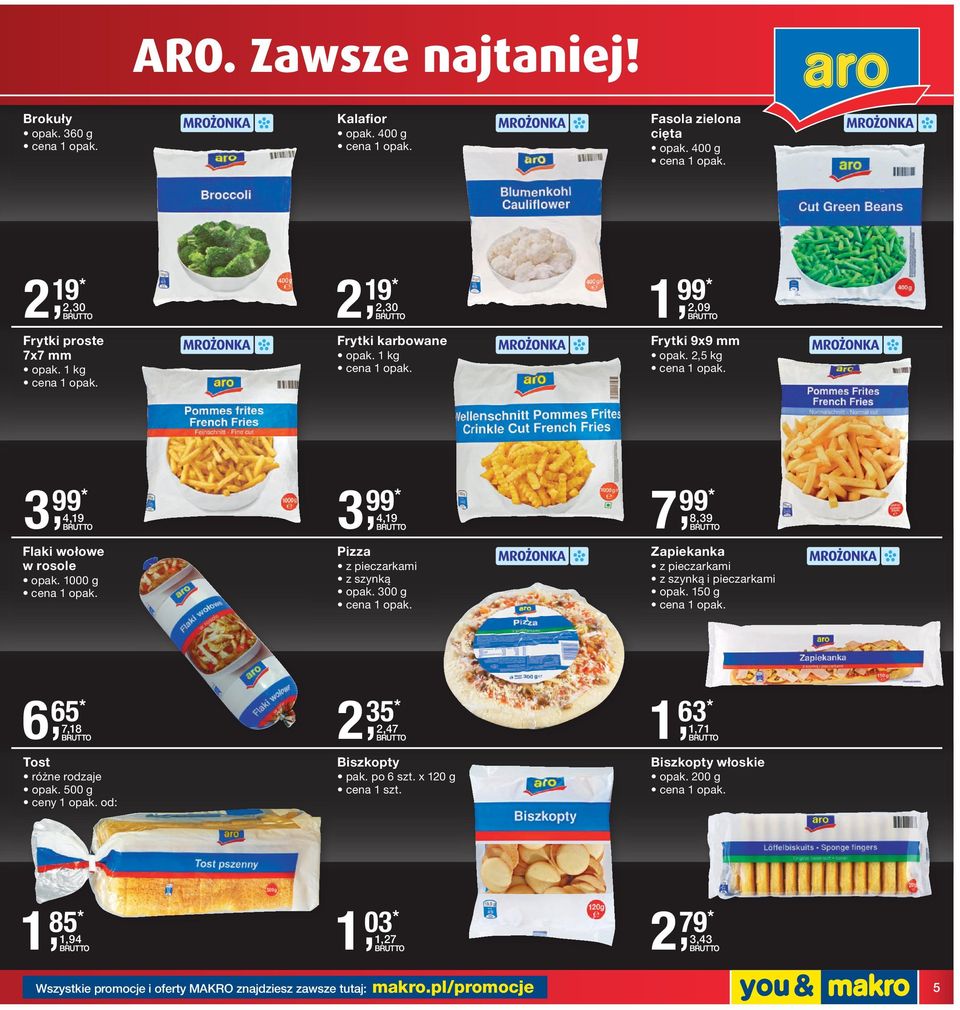 300 g Zapiekanka z pieczarkami z szynką i pieczarkami opak. 150 g 6, 65* 7,18 Tost opak. 500 g ceny 1 opak. od: 2, 35* 2,47 Biszkopty pak. po 6 szt.