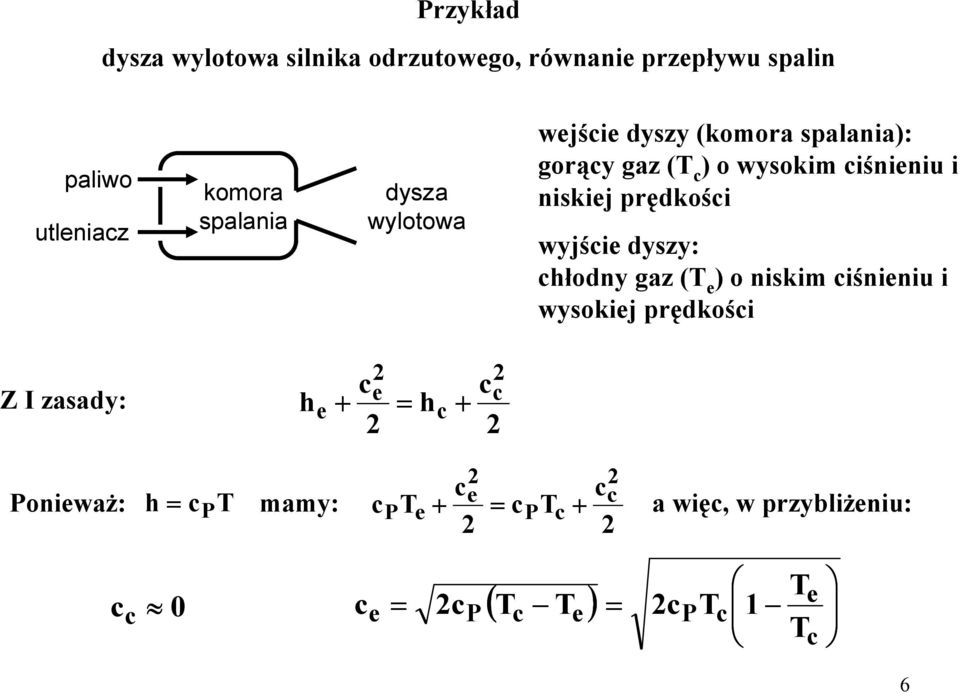 wysokm śnnu nskj prędkoś wyjś dyszy: hłodny gaz (T ) o nskm śnnu wysokj