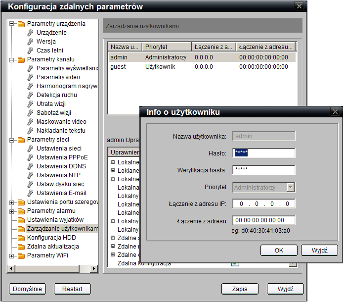 Rys. 11 Konfiguracja konta administratora dla rejestratora DS7204HVI-ST 2.3 