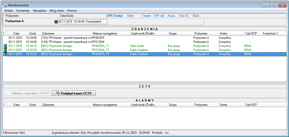 Rys. 32 Okno główne programu PR Master Monitorowanie Rys. 33 Okno Trybu Monitorowania Na rys.