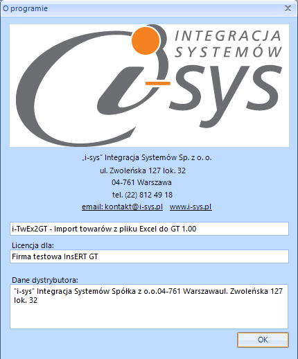 2.3. O programie Opcja ta jest dostępna z Pomoc -> O programie i służy do wyświetlenia informacji dotyczących programu (rys. 15).