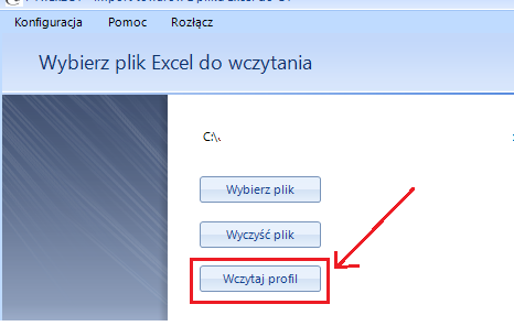 (rys. 23) Zapis profilu Wczytanie zapisanego profilu jest możliwe z okna wyboru pliku Excel (pierwszego kroku kreatora), wybierając przycisk Wczytaj profil (rys.