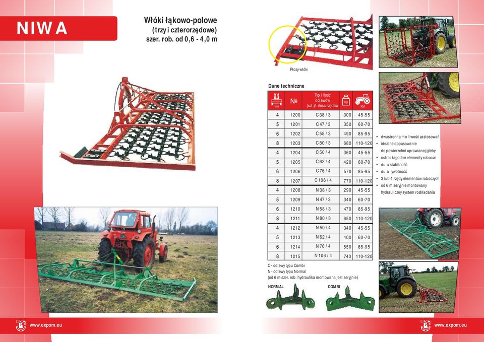 11-12 45-55 6-7 85-95 11-12 45-55 6-7 dwustronna możliwość zastosowań idealne dopasowanie do powierzchni uprawianej gleby ostre i łagodne elementy robocze duża stabilność duża żywotność 3 lub 4 rzędy