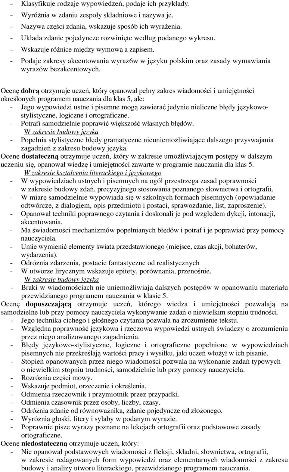 - Podaje zakresy akcentowania wyraz6w w języku polskim oraz zasady wymawiania wyrazów bezakcentowych.