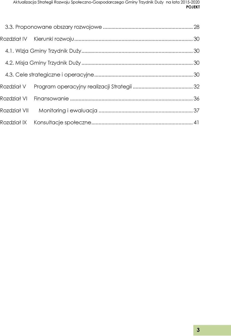 .. 30 Rozdział V Program operacyjny realizacji Strategii... 32 Rozdział VI Finansowanie.