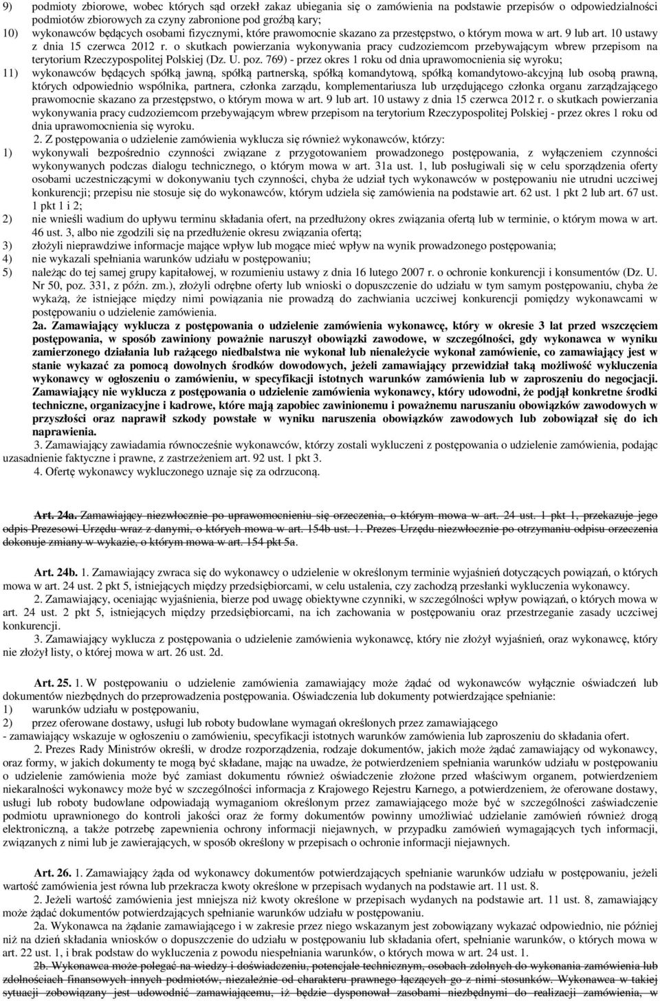 o skutkach powierzania wykonywania pracy cudzoziemcom przebywającym wbrew przepisom na terytorium Rzeczypospolitej Polskiej (Dz. U. poz.