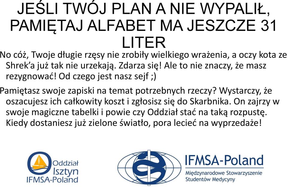 Od czego jest nasz sejf ;) Pamiętasz swoje zapiski na temat potrzebnych rzeczy?