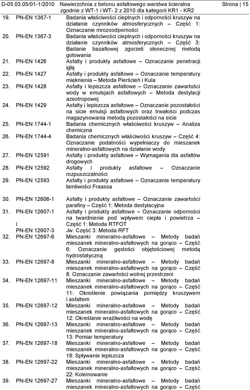 PN-EN 1367-3 Badania właściwości cieplnych i odporności kruszyw na działanie czynników atmosferycznych Część 3: Badanie bazaltowej zgorzeli słonecznej metodą gotowania 21.