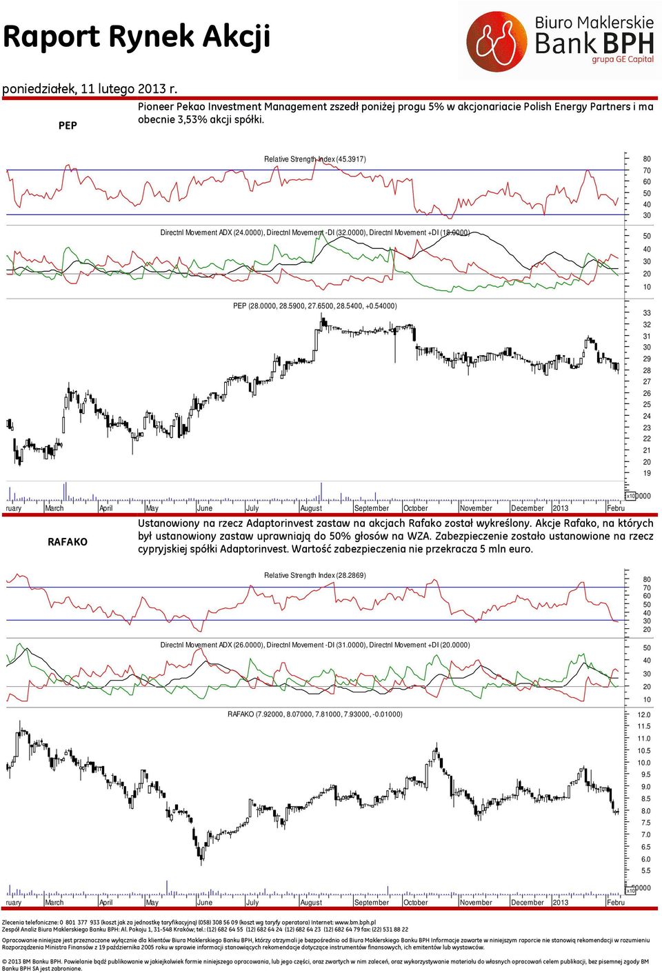 0) 33 32 31 29 28 27 26 25 24 23 22 21 19 ruary March April May June July August September October November December 13 Febru RAFAKO x 000 Ustanowiony na rzecz Adaptorinvest zastaw na akcjach Rafako