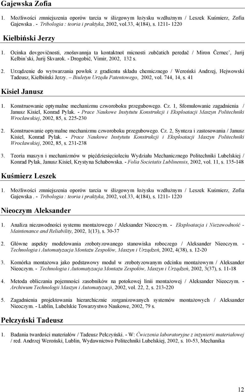 02, 132 s. 2. Urządzenie do wytwarzania powłok z gradientu składu chemicznego / Weroński Andrzej, Hejwowski Tadeusz, Kiełbiński Jerzy. Biuletyn Urzędu Patentowego, 2002, vol. 744, 14, s.