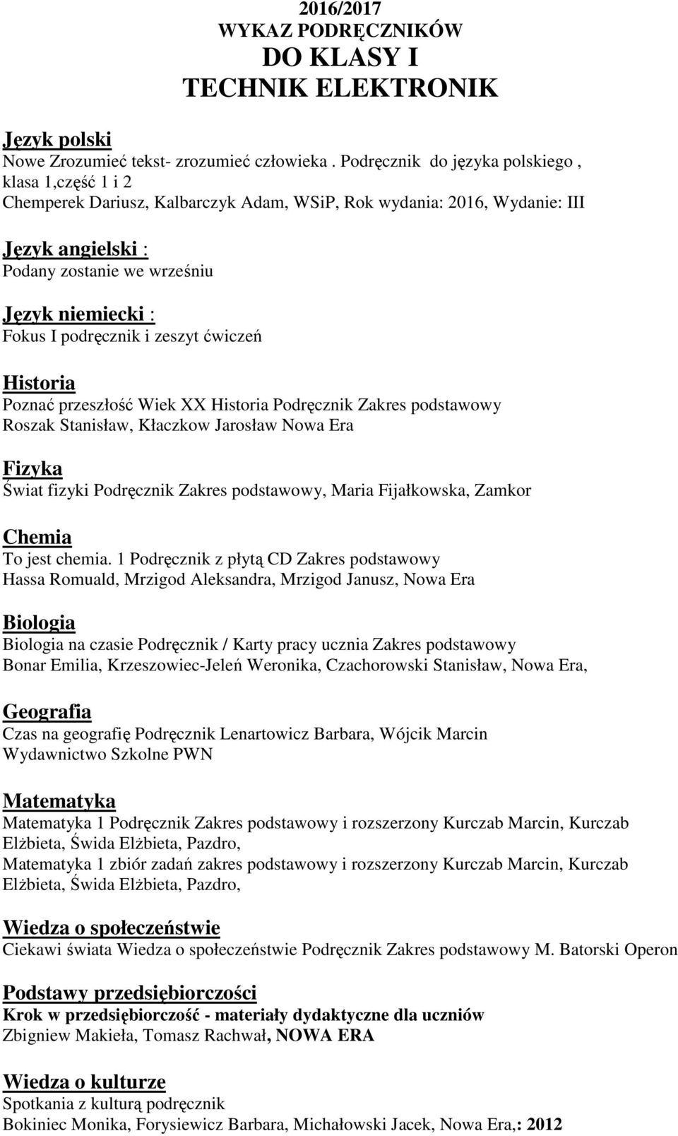 Marcin, Kurczab Ciekawi świata Podręcznik Zakres podstawowy M.