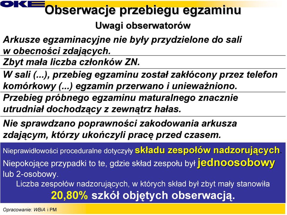 Przebieg próbnego egzaminu maturalnego znacznie utrudniał dochodzący z zewnątrz hałas.