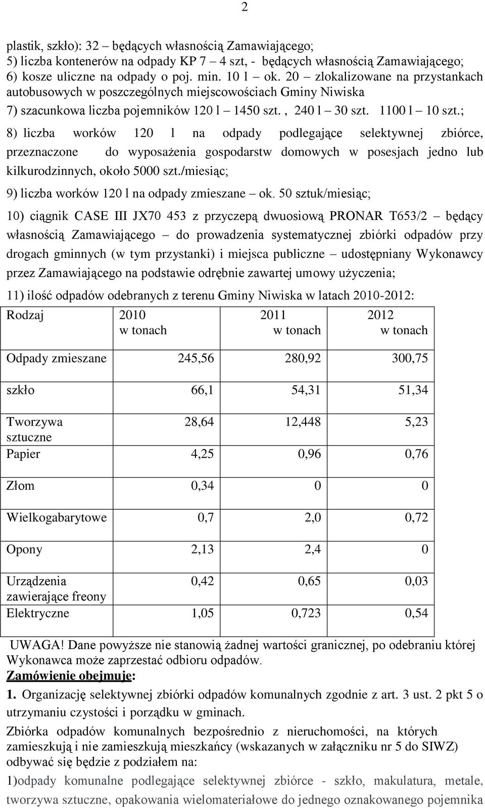 ; 8) liczba worków 120 l na odpady podlegające selektywnej zbiórce, przeznaczone do wyposażenia gospodarstw domowych w posesjach jedno lub kilkurodzinnych, około 5000 szt.