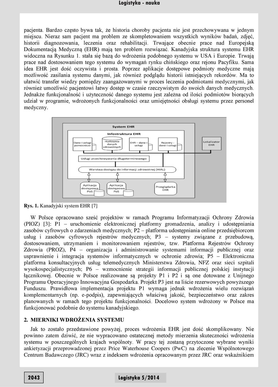 Trwające obecnie prace nad Europejską Dokumentacją Medyczną (EHR) mają ten problem rozwiązać. Kanadyjska struktura systemu EHR widoczna na Rysunku 1.