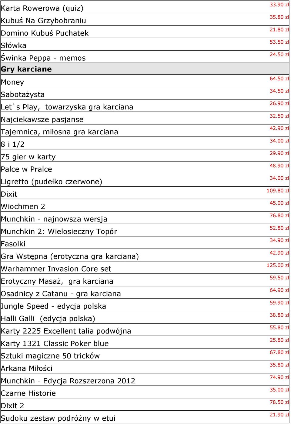 karciana) Warhammer Invasion Core set Erotyczny Masaż, gra karciana Osadnicy z Catanu - gra karciana Jungle Speed - edycja polska Halli Galli (edycja polska) Karty 2225 Excellent talia podwójna Karty