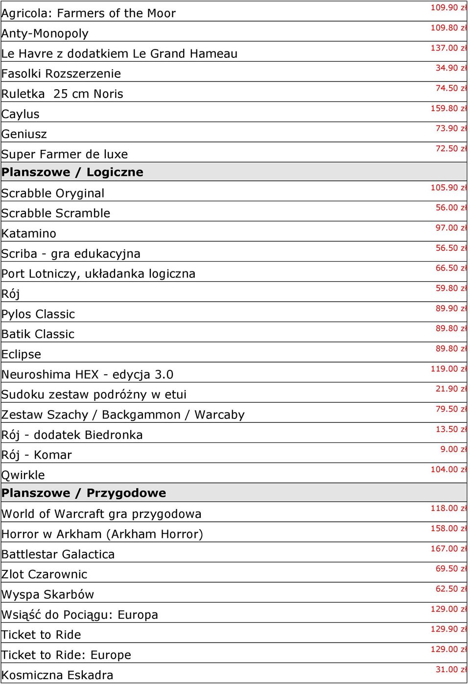 0 Sudoku zestaw podróżny w etui Zestaw Szachy / Backgammon / Warcaby Rój - dodatek Biedronka Rój - Komar Qwirkle Planszowe / Przygodowe World of Warcraft gra przygodowa Horror w Arkham (Arkham