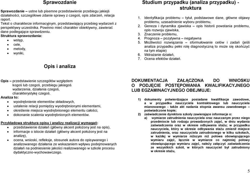 Struktura sprawozdania: wstęp, cele, metody, wyniki, Opis i analiza Studium przypadku (analiza przypadku) - struktura 1.