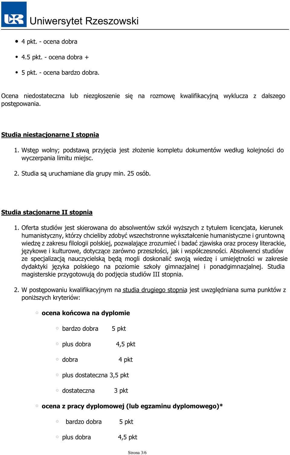 Studia stacjonarne II stopnia 1.