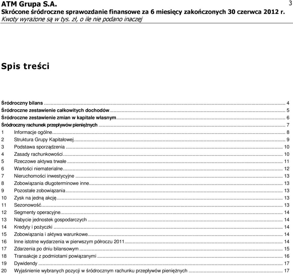 .. 12 7 Nieruchomości inwestycyjne... 13 8 Zobowiązania długoterminowe inne... 13 9 Pozostałe zobowiązania... 13 10 Zysk na jedną akcję... 13 11 Sezonowość... 13 12 Segmenty operacyjne.