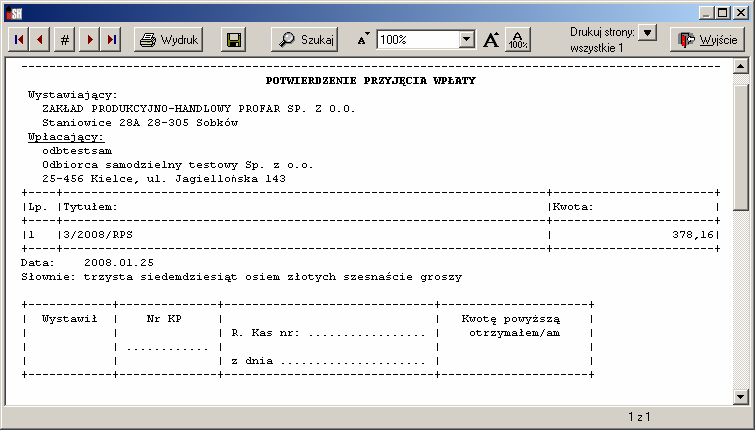 Faktura sprzedaży możliwość wydruku formularza na wpłatę Aby wspomóc obsługę sytuacji, gdy Klient za dostawę płaci przy odbiorze towaru (kierowca jedzie z towarem i po przyjęciu zapłaty zostawia