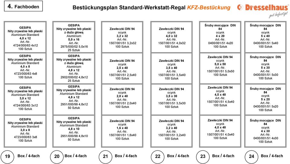 4724/000/63 3x12 4,8 x 12 2951/000/99 4,8x12 2,0 x 40 1507/001/51 2,0x40 3,5 x 30 1507/001/51 3,5x30 4,5 x 40 1507/001/51 4,5x40 5 x 20 0400/001/51 5x20 3,0 x 8 4723/000/63 3x8 4,8 x 10 2951/000/99