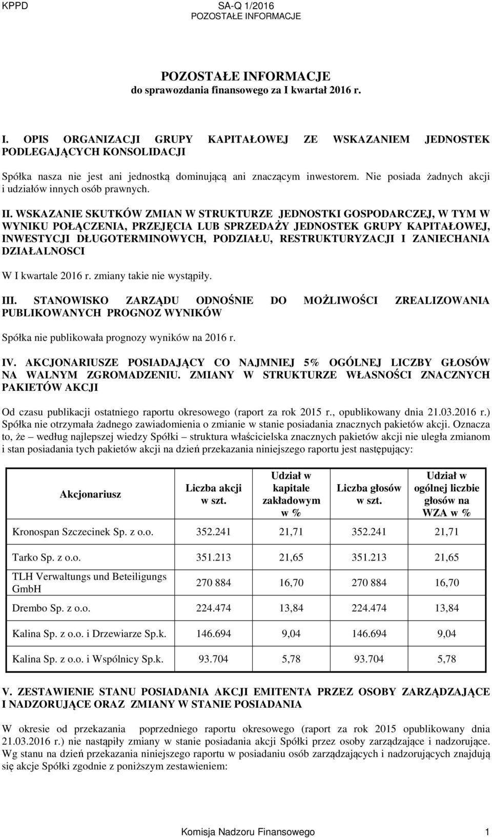 WSKAZANIE SKUTKÓW ZMIAN W STRUKTURZE JEDNOSTKI GOSPODARCZEJ, W TYM W WYNIKU POŁĄCZENIA, PRZEJĘCIA LUB SPRZEDAŻY JEDNOSTEK GRUPY KAPITAŁOWEJ, INWESTYCJI DŁUGOTERMINOWYCH, PODZIAŁU, RESTRUKTURYZACJI I