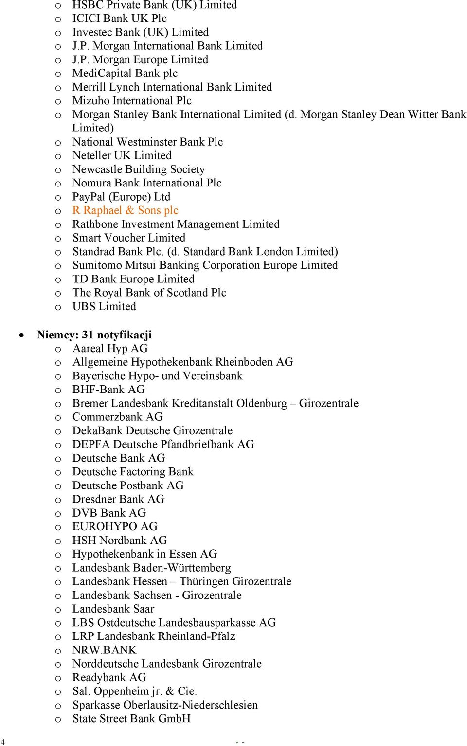 plc o Rathbone Investment Management Limited o Smart Voucher Limited o Standrad Bank Plc. (d.