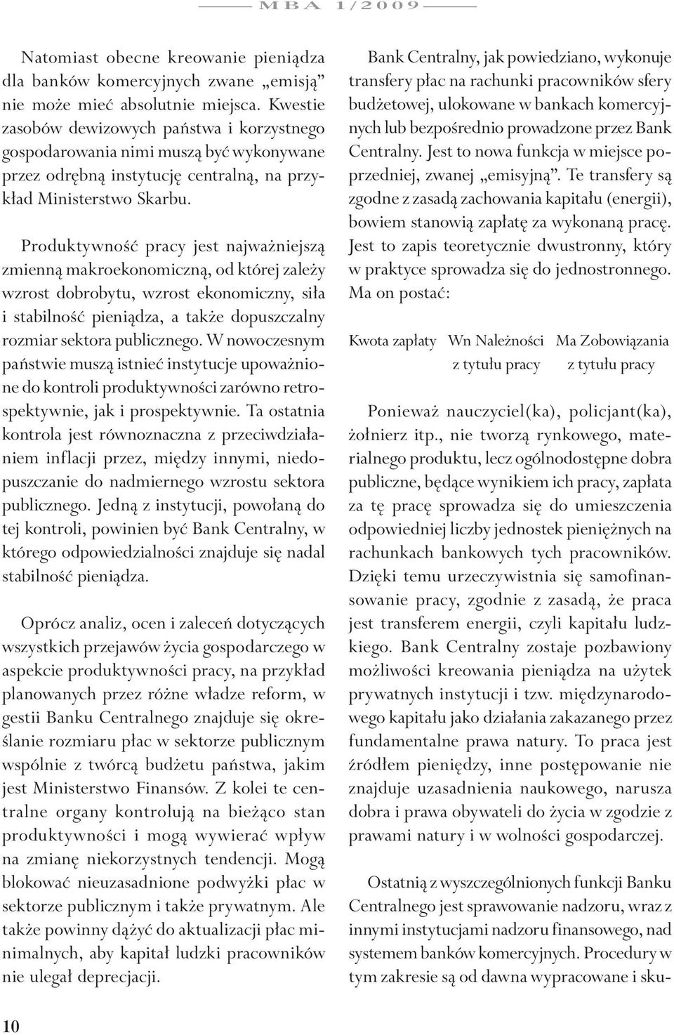 Produktywność pracy jest najważniejszą zmienną makroekonomiczną, od której zależy wzrost dobrobytu, wzrost ekonomiczny, siła i stabilność pieniądza, a także dopuszczalny rozmiar sektora publicznego.