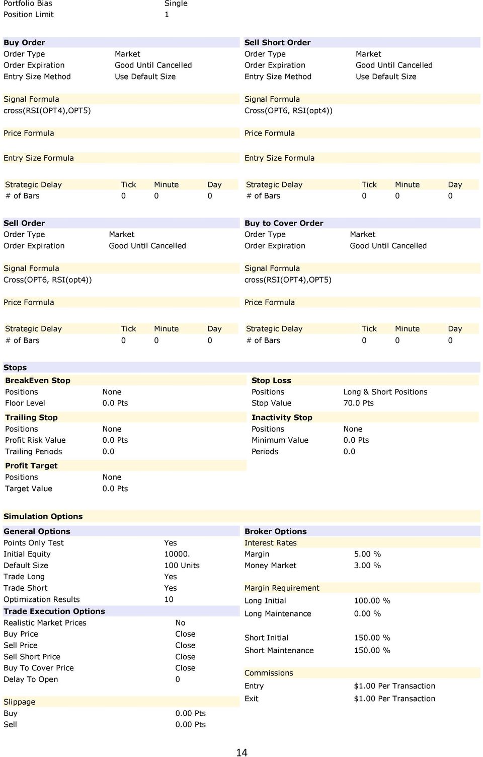 0 Profit Target Target Value Simulation Options General Options Points Only Test Initial Equity 10000.