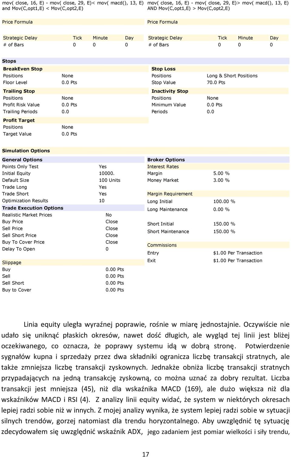 0 Simulation Options General Options Points Only Test Initial Equity 10000.