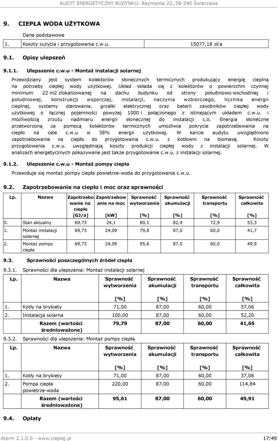 wzbiorczego, licznika energii cieplnej, systemy sterowania, grzałki elektrycznej oraz baterii zasobników ciepłej wody użytkowej o łącznej pojemności powyżej 1000 l połączonego z istniejącym układem c.