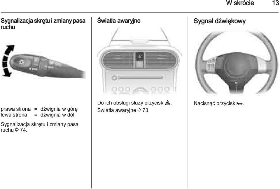 strona = dźwignia w dół Sygnalizacja skrętu i zmiany pasa ruchu 3