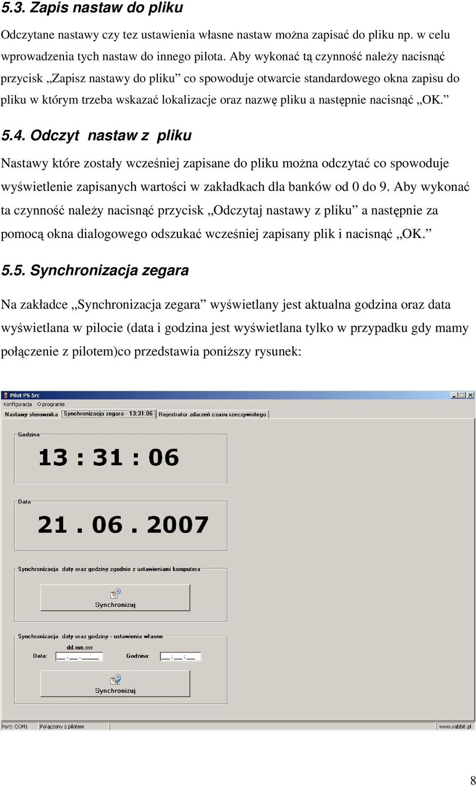 Odczyt nastaw z pliku Nastawy które zostały wczeniej zapisane do pliku mona odczyta co spowoduje wywietlenie zapisanych wartoci w zakładkach dla banków od 0 do 9.