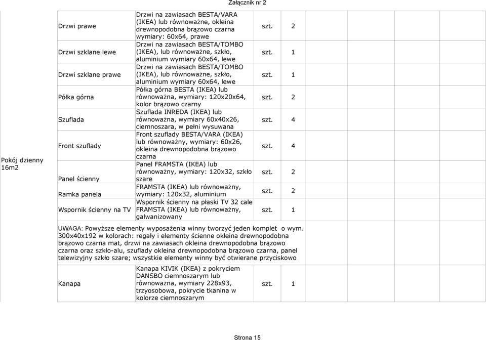 lub Półka górna równoważna, wymiary: 120x20x64, kolor brązowo czarny Szuflada INREDA (IKEA) lub Szuflada równoważna, wymiary 60x40x26, szt.