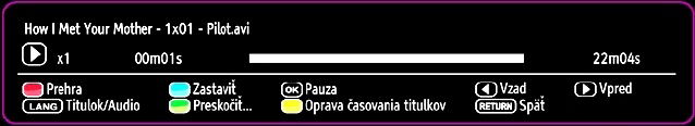 Informácie na obrazovke Stlačením tlačidla INFO sa zobrazia informácie na obrazovke. Na informačnom paneli sa zobrazia informácie o stanici a aktuálnom programe.