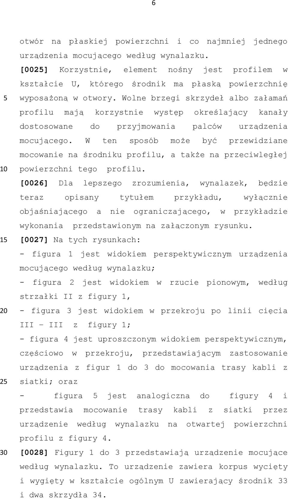 Wolne brzegi skrzydeł albo załamań profilu mają korzystnie występ określający kanały dostosowane do przyjmowania palców urządzenia mocującego.