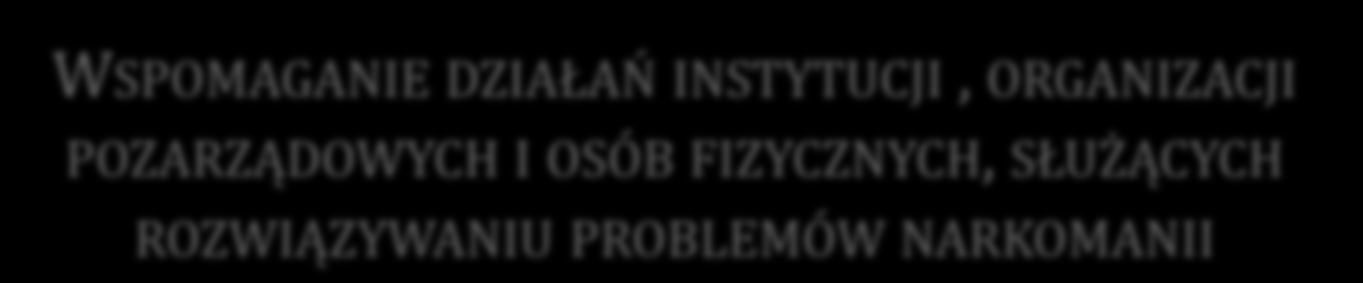 WSPOMAGANIE DZIAŁAŃ INSTYTUCJI, ORGANIZACJI POZARZĄDOWYCH I OSÓB FIZYCZNYCH, SŁUŻĄCYCH ROZWIĄZYWANIU PROBLEMÓW NARKOMANII Lp. Działania Realizatorzy Termin 1.